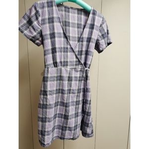 TREE OF Life Purple Plaid Wrap Dress